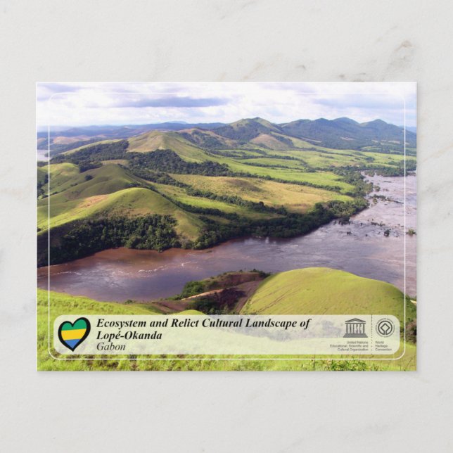 Postal El ecosistema y el paisaje cultural de Lopé-Okanda (Anverso)