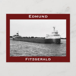 Postal El Edmund Fitzgerald en el río St. Clair (B&W)