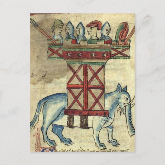 Postal El elefante de la guerra (Anverso)