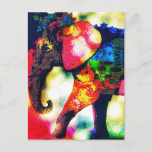 Postal El elefante moderno africano del arte pop contempo