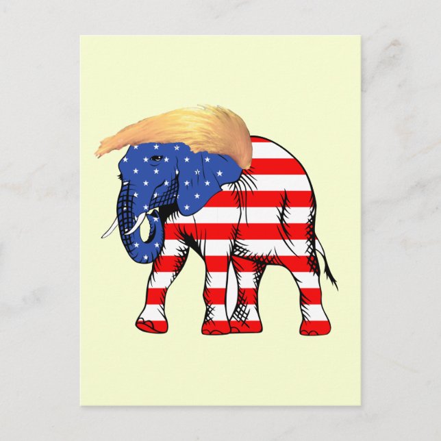 Postal El elefante republicano Trump Bad Hair, ZSSG (Anverso)