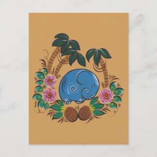 Postal El elefante y las piñas