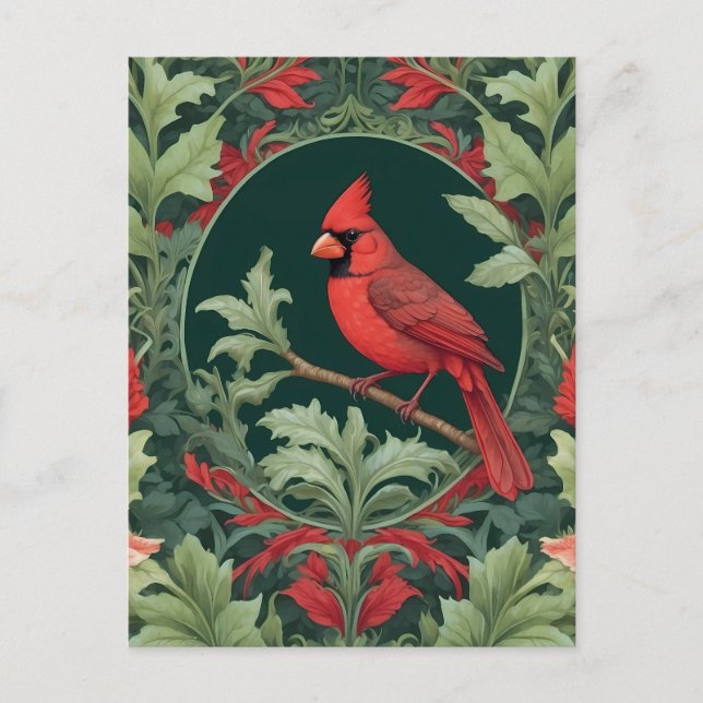 Postal El elegante cardenal del norte William Morris insp (Anverso)