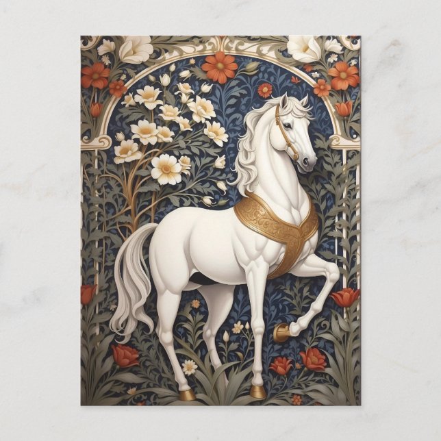 Postal El elegante William Morris inspiró el caballo blan (Anverso)