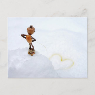 Postal El elfo de Acorn haciendo un corazón amarillo en i