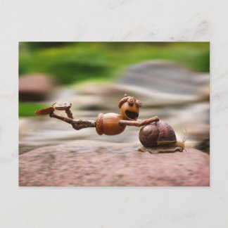 Postal El elfo de Acorn montando en el caracol
