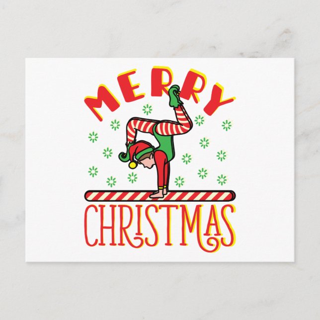 Postal El elfo gimnástico sobre la viga (Anverso)