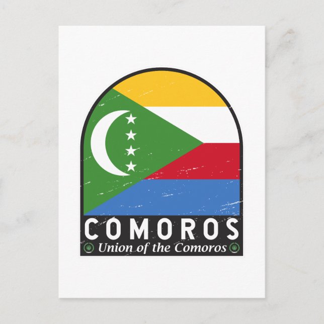 Postal El emblema de la bandera de las Comoras con proble (Anverso)