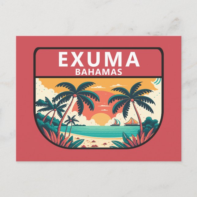 Postal El emblema retro de las Bahamas exuma (Anverso)