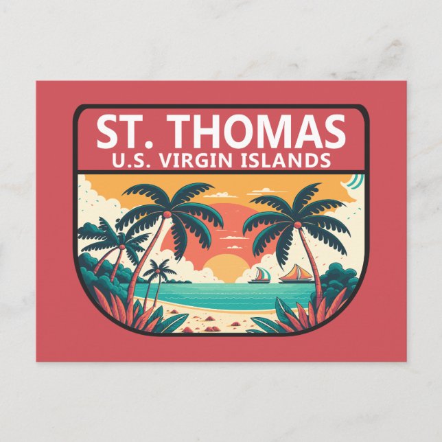 Postal El emblema retro de las Islas Vírgenes de St Thoma (Anverso)