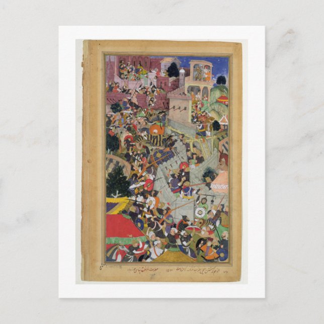 Postal El emperador Akbar (r.1556-1605) dispara a Saimal  (Anverso)