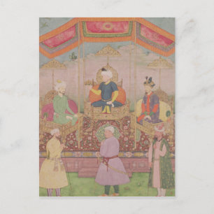 Postal El emperador mogol Babur y su hijo Humayan