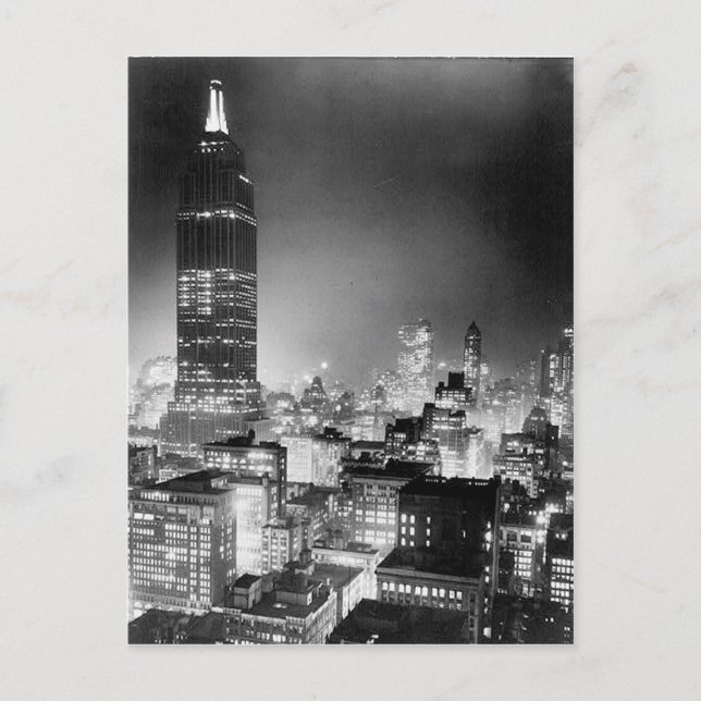 Postal El Empire State Building At Night Post Card, 1937 (Anverso)