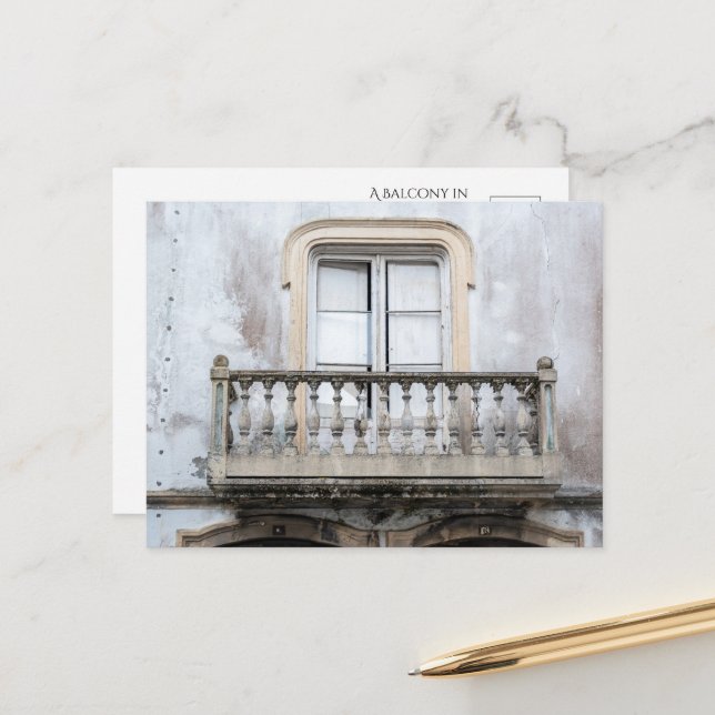 Postal El encantador balcón en Portugal (Anverso/Reverso In Situ)