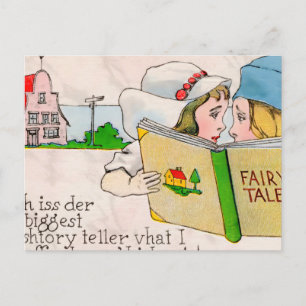 Postal El encantador Ilustracion de cuento de hadas vinta