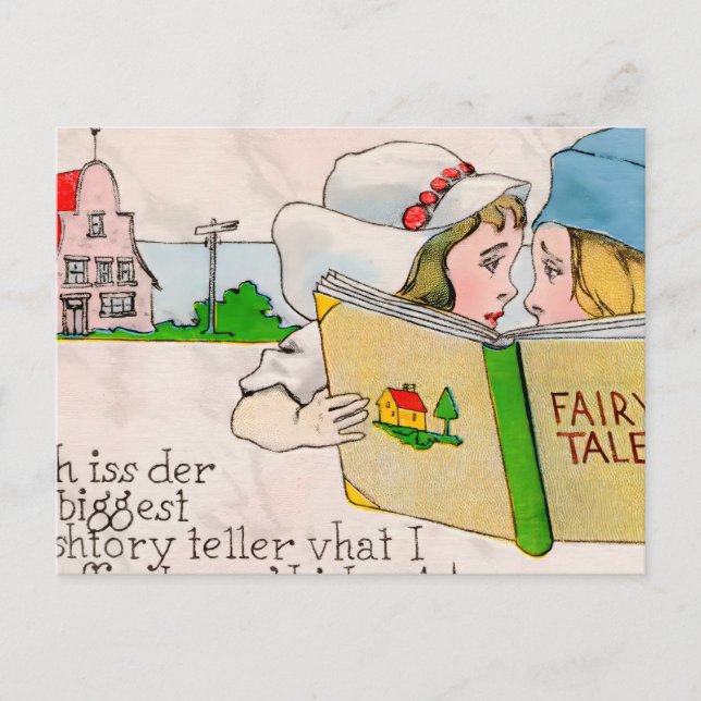 Postal El encantador Ilustracion de cuento de hadas vinta (Anverso)