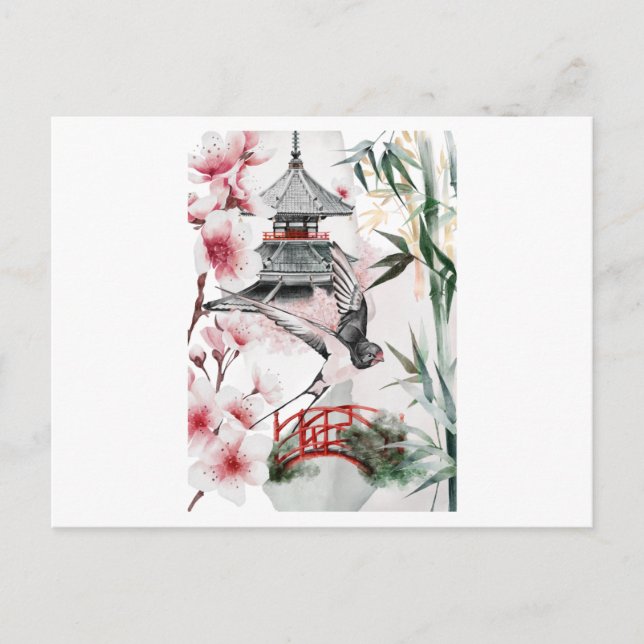 Postal El encantador paisaje japonés (Anverso)