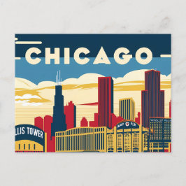 Postal El encanto de Chicago: Un vistazo retro a la ciuda