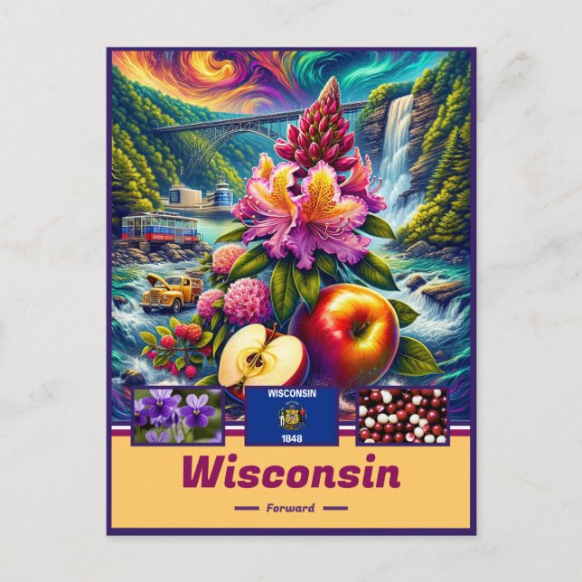 Postal El encanto de Wisconsin: un hito (Anverso)