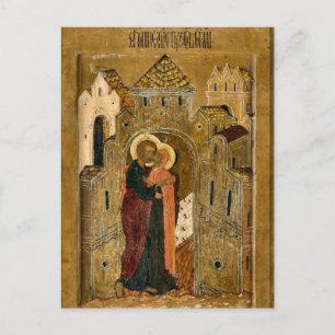 Postal El encuentro de Ana y Joaquín Icono Ortodoxo