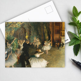 Postal El ensayo del ballet en escena, arte de Degas