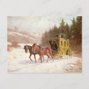 Postal El entrenador de correos en la nieve