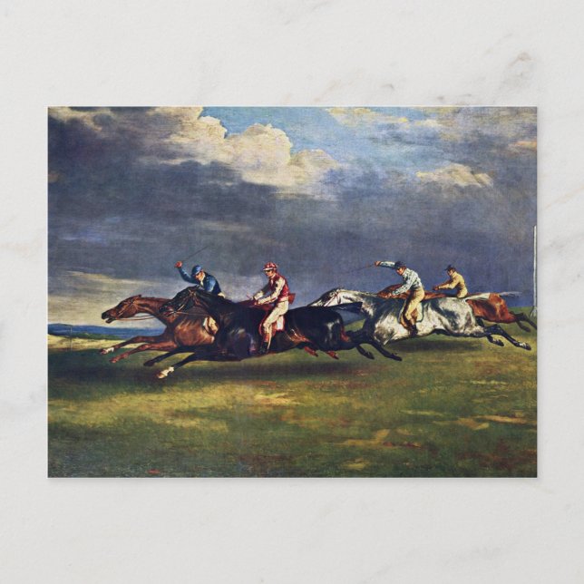 Postal El Epsom Derby De Géricault Jean Louis Théodore ( (Anverso)