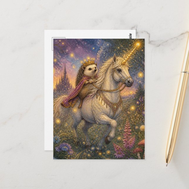 Postal El erizo y el unicornio (Anverso/Reverso In Situ)
