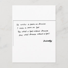 Postal Él escribe un poema sobre América