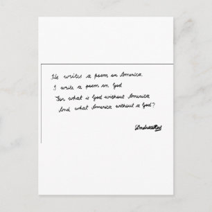 Postal Él escribe un poema sobre América