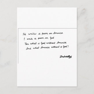 Postal Él escribe un poema sobre América