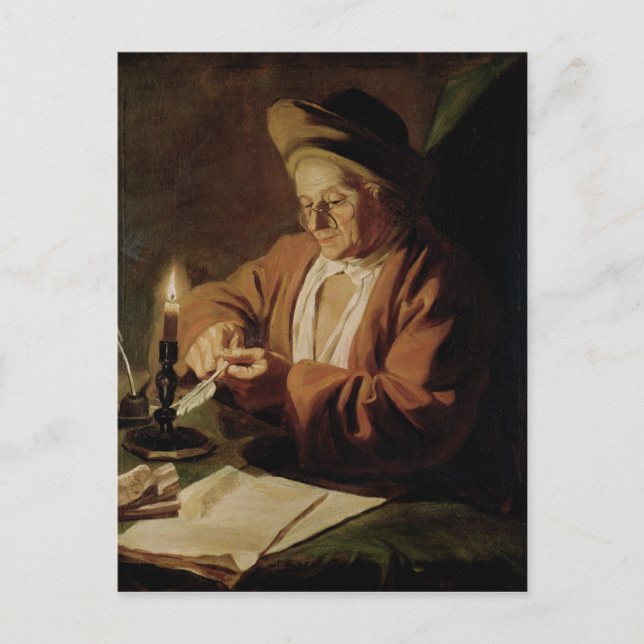 Postal El escritor anciano (Anverso)