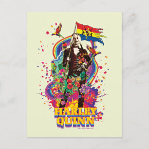 Postal El escuadrón suicida   Flores y arcoiris de Harley