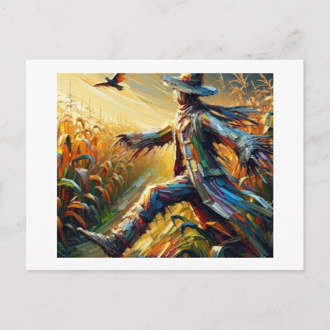 Postal El espantapájaros en el campo del maíz, (Anverso)