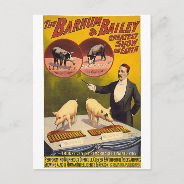 Postal El espectáculo más grande de Barnum y Bailey en la (Anverso)
