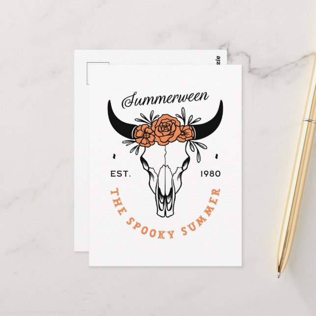 Postal El espeluznante cráneo de la fiesta de verano de S (Anverso/Reverso In Situ)