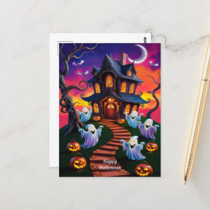 Postal El espeluznante Ilustracion de Halloween Haunted H