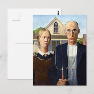Postal El espíritu agrícola, Grant Wood American Gothic