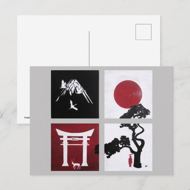 Postal El Espíritu Japonés Pintura de Alfred Fox (Anverso / Reverso)