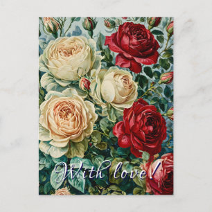 Postal El esplendor rosado. Un ramo de rosas florido.