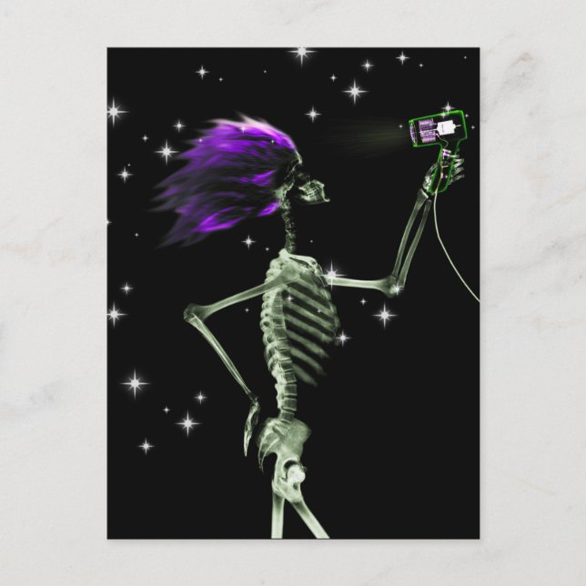 Postal El esqueleto X-Ray Vestido - Pelo Púrpura (Anverso)