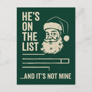 Postal Él Está En La Lista Divertida Navidad