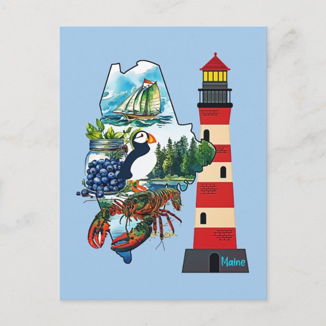 Postal El estado de Maine (Anverso)