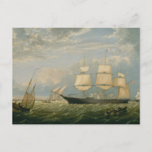 Postal El estado dorado entrando en el puerto de Nueva Yo