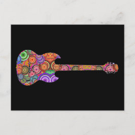 Postal El estallido circunda el logotipo de la guitarra