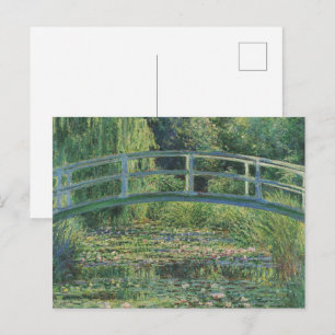 Postal El estanque de nenúfares, pintura al óleo de paisa