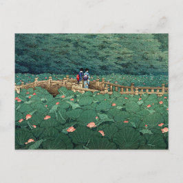 Postal El estanque en el santuario de Benton Kawase Hasui