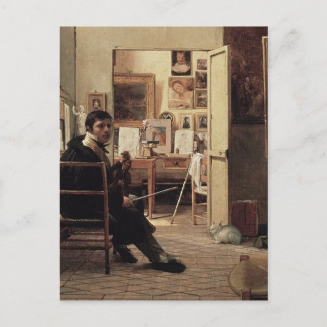 Postal El estudio de Ingres en Roma, 1818 (Anverso)