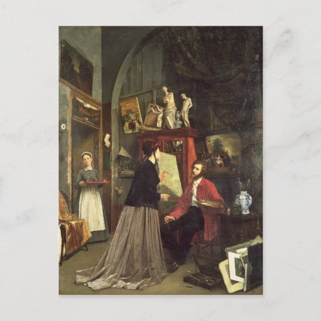 Postal El estudio del artista (Anverso)