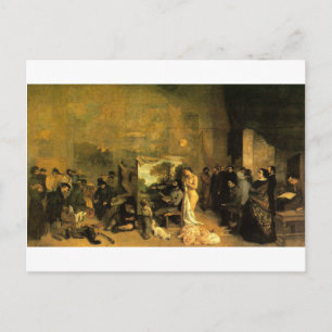 Postal El estudio del artista por Gustave Courbet